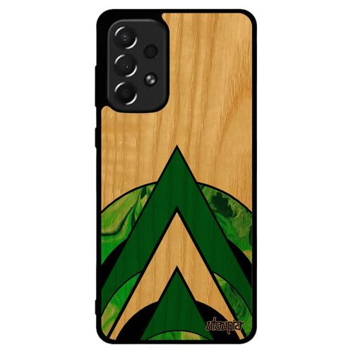 Coque Samsung Galaxy A73 vrai bois silicone marbre de protection vert effet design TPU frêne moderne rigide fond etui made in France