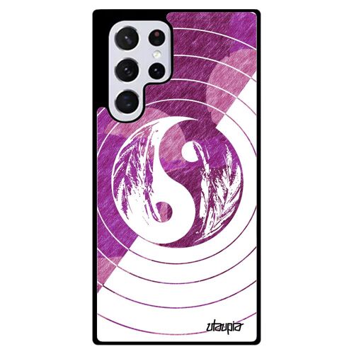 Coque Samsung S22 Ultra Silicone Yin Et Yang Dessin Asie Pastel Unique Zen Personnalisé Noir Cercle Rose Ying Bien & Mal Rond Galaxy