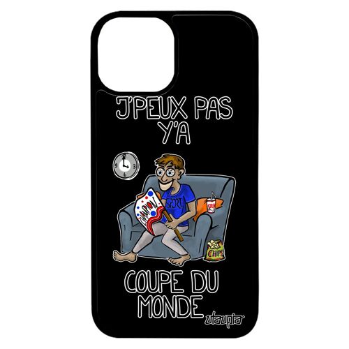 Coque iPhone 13 mini silicone j'peux pas y'a coupe du monde noir telephone basket texte housse foot bd rugby mobile supporter