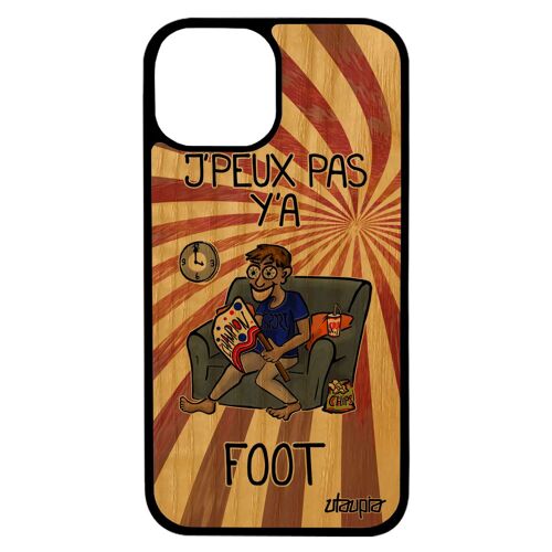 Coque Bois Veritable Iphone 13 Silicone J'peux Pas Y'a Foot Rouge Texte Telephone Bd Noir Football Pas Cher Comique Supporter