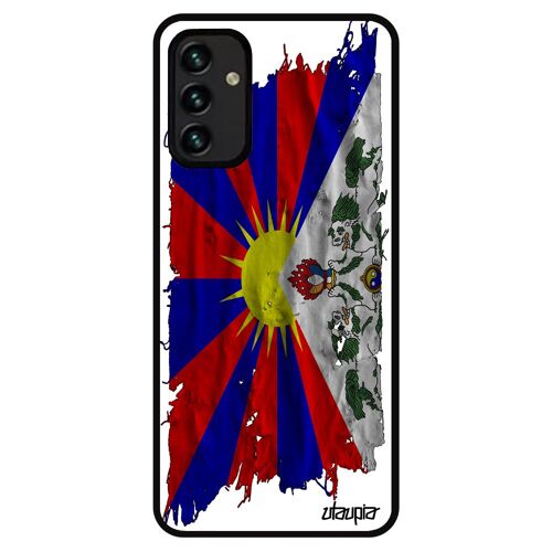 Coque Samsung A13 4G silicone drapeau tibet tibetain bouddhisme noir mobile cover asie portable tissu zen bouddha de galaxy
