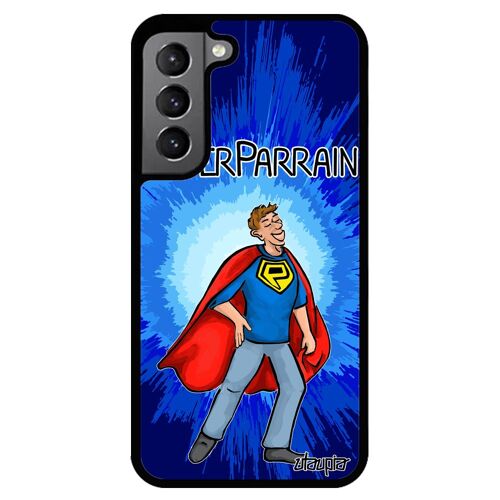 Coque Galaxy S22+ Plus Silicone Super Parrain Humoristique Drole Naissance Garcon Heros Humour Telephone Texte De Protection Samsung