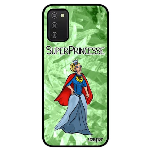Coque pour A03S silicone super princesse bd noir antichoc mobile comics aluminium texte humour telephone heros femme Samsung galaxy