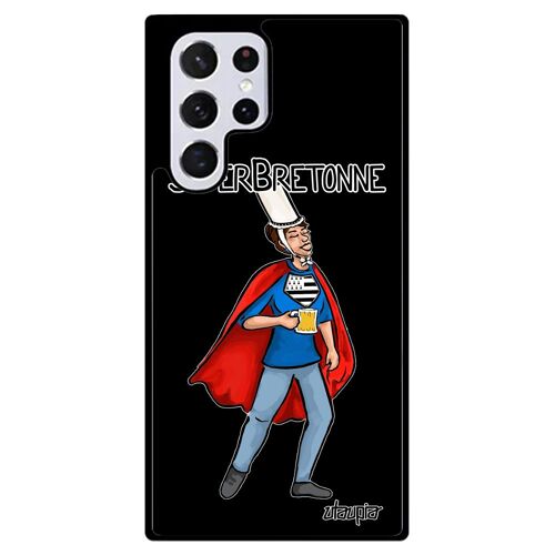 Coque Pour Samsung Galaxy S22 Ultra Silicone Super Bretonne Breton Telephone De Protection Drapeau Bretagne Rigide Humour Comics Bd
