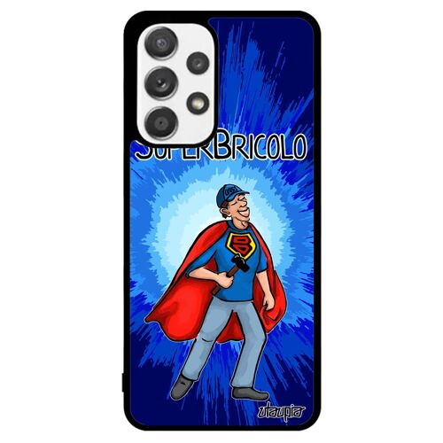 Coque A53 silicone super bricolo pas cher drole heros bande dessinée case caoutchouc noir papy smartphone famille alu Samsung galaxy