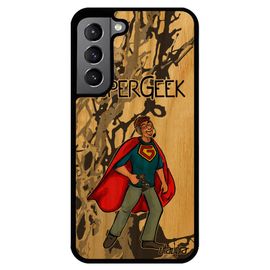 Coque Bois Silicone Antichoc Samsung S22+ Plus Super Geek Texte Drole Play Heros Nerd Comique Jeux Video Gris Comics Unique Galaxy