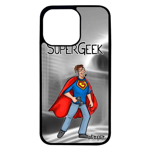 Coque Super Geek Pour Iphone 13 Pro Silicone Comics Personnalisé Gris Case Gamer Humoristique Drole Heros Console Texte Humour