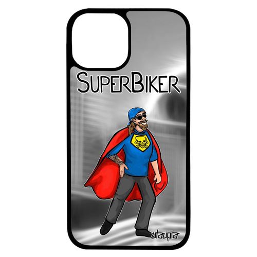 Coque Iphone 13 Pro Max Silicone Super Biker Motard Texte Antichoc Design Gris Drole Case Telephone Comics Humoristique Humour