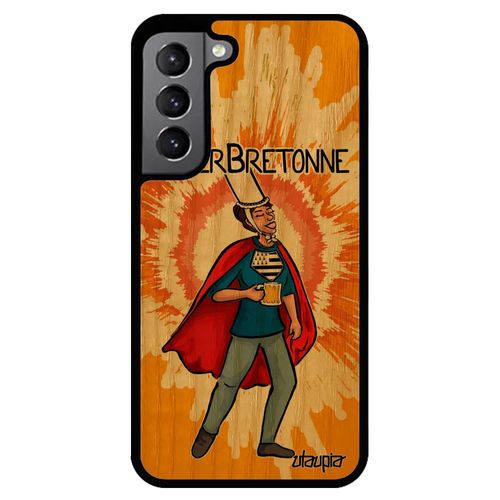 Coque Bois Silicone Pour Samsung S22 Super Bretonne Cover Humour Orange Drole Drapeau Bretagne De Protection Texte Bd Heros Galaxy