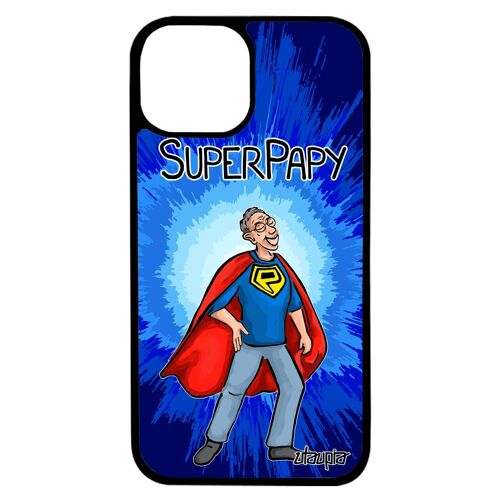 Coque Antichoc Pour Iphone 13 Silicone Super Papy Humour Texte Etui Mobile Drole Famille Bande Dessinée Papi Comics Heros Tpu