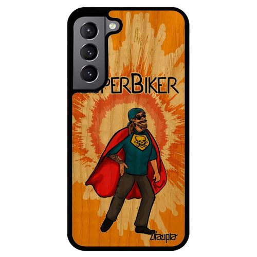 Coque Galaxy S22 Bois Silicone Super Biker Motard Comics Humoristique Telephone Humour Orange Rigide Heros Drole Pas Cher De Samsung