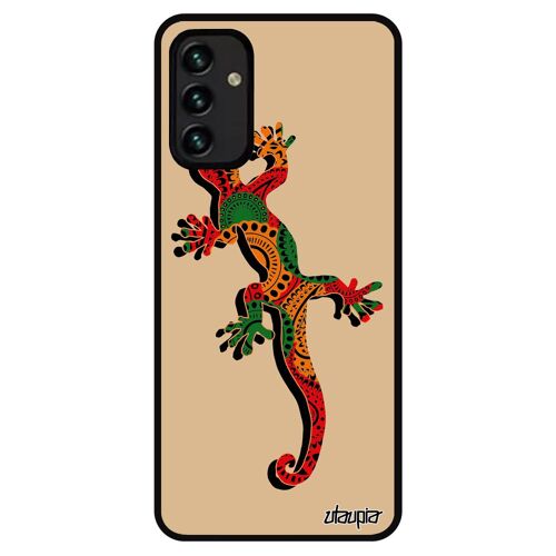 Coque silicone salamandre Galaxy A13 4G animal reptile hippie rasta caoutchouc motif lezard esprit du feu reggae case Jaune de Samsung