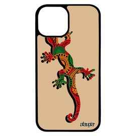 Coque Antichoc Iphone 13 Mini Silicone Salamandre Animaux Reggae Reptile Smartphone Ethnique Fille Hippie Jaune Tpu Telephone