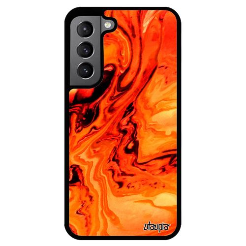 Coque Galaxy S22 Silicone Peinture Marbre Coloré Antichoc Design Texture Pas Cher Nature Orange 4g Moderne De Protection Art Samsung