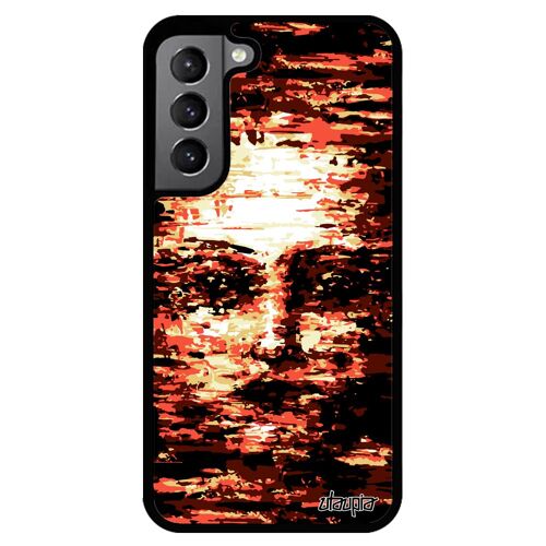 Coque Pour S22 En Silicone Portrait Cover Case Art Rouge Impressionnisme Artistique Femme Visage Noir Mobile Souple Samsung Galaxy