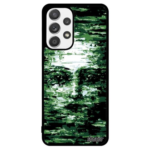 Coque Rigide Pour Samsung Galaxy A53 Silicone Portrait Vert Art Artistique Femme Motif Artisanal Illusion Noir Visage De Protection