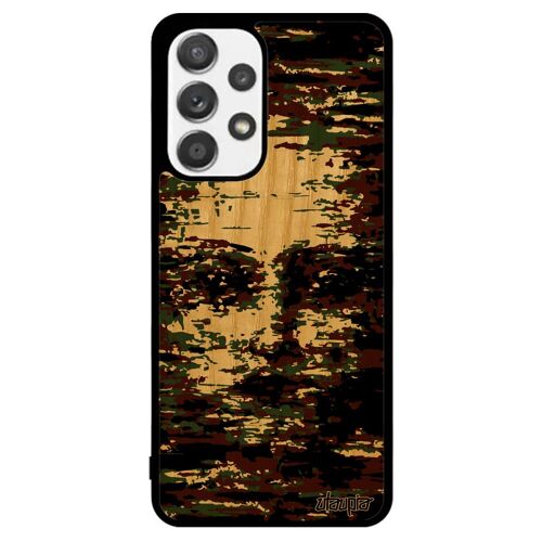 Coque Pour A53 Bois Silicone Portrait Pas Cher Femme Antichoc Camouflage Militaire Visage Artisanal Marron Artistique Samsung Galaxy