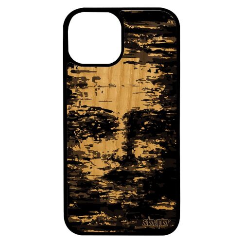 Coque Silicone Iphone 13 Mini En Bois Portrait Peinture Noir Artistique Gris Art Garcon Cadeau D'anniversaire Made In France