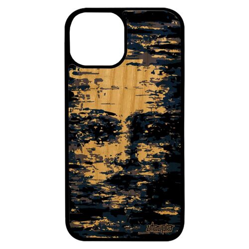 Coque Silicone Portrait Visage Iphone 13 Mini En Bois Homme Rigide Artistique Creation Tpu Art Peinture Etui Bleu Visage Femme