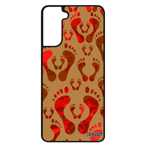 Coque S21 FE en silicone pied trace de pas plage imprime jolie antichoc rouge colore tendance housse made in France Samsung galaxy