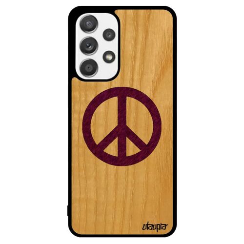 Coque en bois pour Samsung Galaxy A53 silicone Peace and love femme yoga noir rasta Violet telephone unique mobile dessin ragga etui