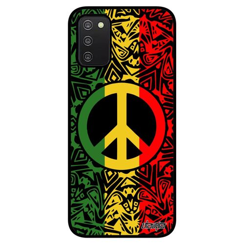 Coque Silicone Peace And Love Pour Samsung A03s Reggae Housse Yoga Boheme Hippie Design Mandala Mobile & Jamaique Jaune Ragga Galaxy