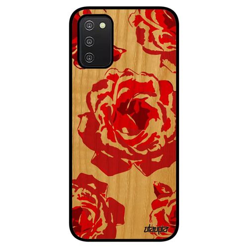 Coque Silicone Samsung Galaxy A03s Bois Rose Fleur Femme Amour Noir Rouge Floral Petale De Romantique Tatoo Mariage Made In France