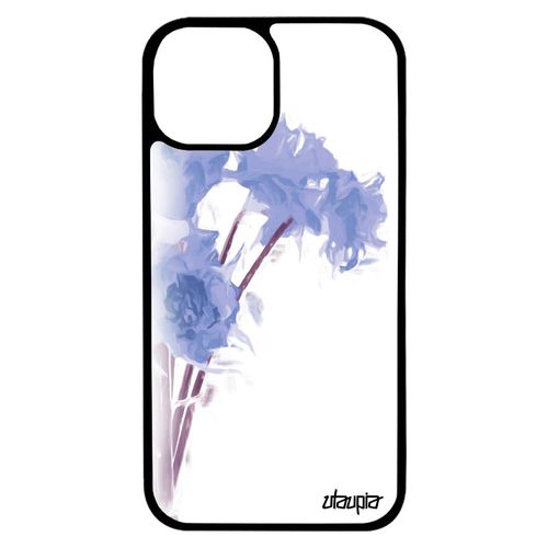 Coque Iphone 13 Mini Silicone Bouquet De Fleurs De Protection Violet Nature Romantique 4g Pastel Souple Amour Cover Telephone