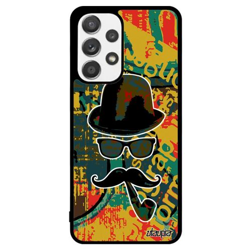 Coque Samsung Galaxy A53 Silicone Homme Moustache Homme De Protection Mobile Antichoc Pipe Vert Charlie Metal Original Vintage Tag
