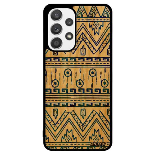 Coque En Bois Naturel A53 Silicone Motif Azteque Effet Peinture Housse Bleu Ethnique Tribal Decoratif Frise Cadeau De Samsung Galaxy