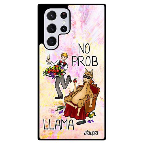 Coque Antichoc Pour Samsung S22 Ultra En Silicone Drole No Prob Lama Comique Dessin Jaune Humour 4g Telephone Cartoon Design Galaxy