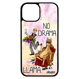 Coque Silicone No Drama Lama Iphone 13 Mini Llama Drole Etui Design Jaune Dramalama Telephone Humour Texte Comique Cartoon 4g