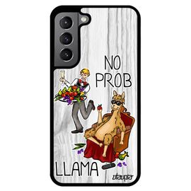 Coque Galaxy S22+ Plus Silicone No Prob Lama Design De Protection Texte Drole Llama Gris Humoristique Probllama Smartphone Samsung