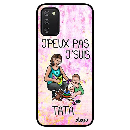 Coque Samsung A03s Silicone Humour J'peux Pas J'suis Tata Cover Violet Drole Texte Housse Je Smartphone Dessin Comique Enfant Galaxy