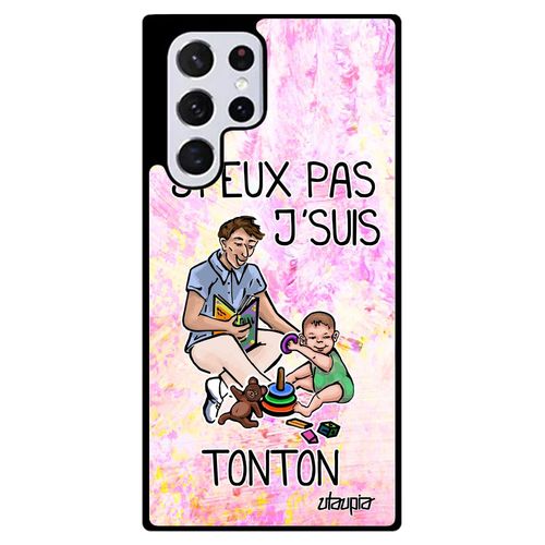Coque Silicone Galaxy S22 Ultra Humour J'peux Pas J'suis Tonton Etui Comique Je Pas Cher Violet 4g Jpeux Dessin Drole Texte Samsung