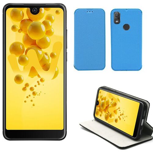 Etui Wiko View 2 Bleen Turquoise Luxe Ultra Slim Cuir Style Avec Stand - Housse Folio Etui À Rabat Coque Antichoc De Protection Smartphone 2018 - Accessoires Xeptio Pochette Case