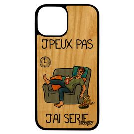Coque En Bois J'peux Pas J'ai Série Iphone 13 Silicone Smartphone Je Humoristique Gris Jpeux Case Portable Texte Television De
