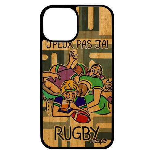 Coque Bois Iphone 13 Mini Silicone Humour J'peux Pas J'ai Rugby Sport Bande Dessinée Portable Humoristique Personnalisé Case