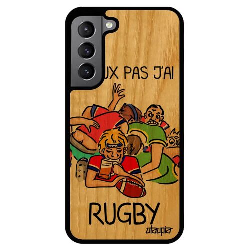 Coque en bois Samsung S22 silicone j'peux pas j'ai rugby 15 de France humoristique Rouge telephone humour de protection cover galaxy