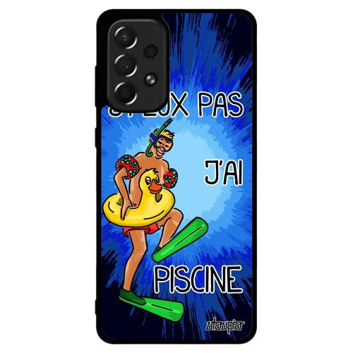 Coque Samsung A73 silicone j'peux pas j'ai piscine telephone natation humoristique comique SM-A736B Bleu design sport housse galaxy