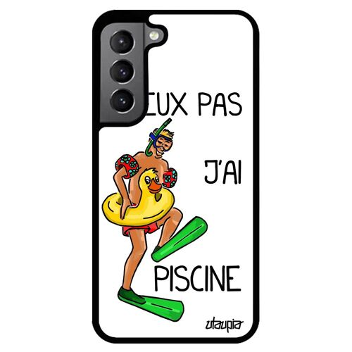 Coque Antichoc Samsung S22 Silicone Humour J'peux Pas J'ai Piscine Portable Drole Humour Sm-S901e Humoristique Vacances Blanc Galaxy
