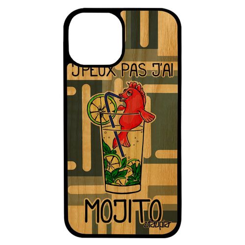 Coque En Bois Iphone 13 Pro Max Silicone J'peux Pas J'ai Mojito De Protection Humoristique Cocktail Comique Gris Etui Apero 4g