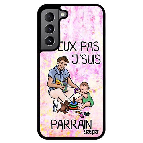 Coque Galaxy S22 silicone j'peux pas j'suis parrain drole texte antichoc smartphone comique je original violet de protection Samsung