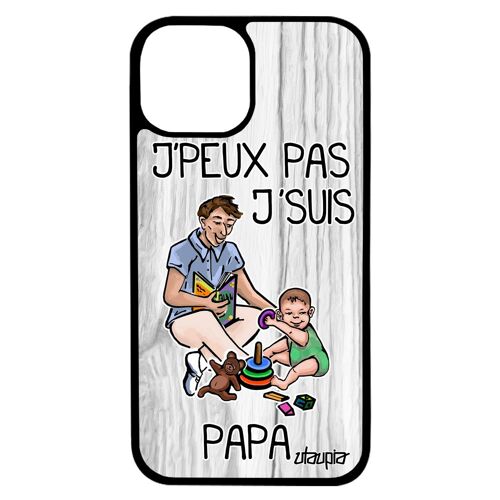 Coque iPhone 13 silicone j'peux pas j'suis papa drole jpeux je bande dessinée personnalisé humoristique père famille noir