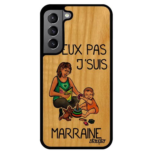 Coque Bois Silicone Pour Galaxy S22 J'peux Pas J'suis Marraine Jpeux Telephone Personnalisé Drole Comique Orange Texte Etui Samsung