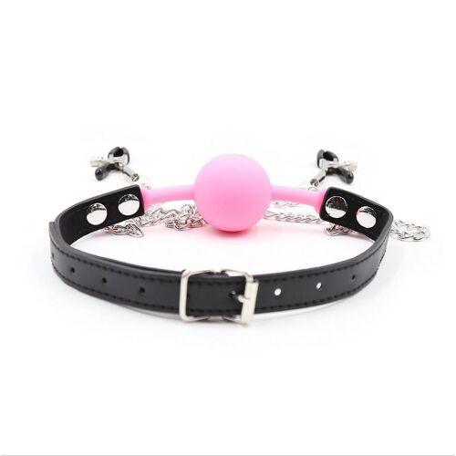 Jouet Érotique En Cuir Pu, Boule Gag, Sexe Oral Avec Chaîne, Pince À Mamelon, Harnais De Bondage Fétichiste, Jouet Pour Adulte