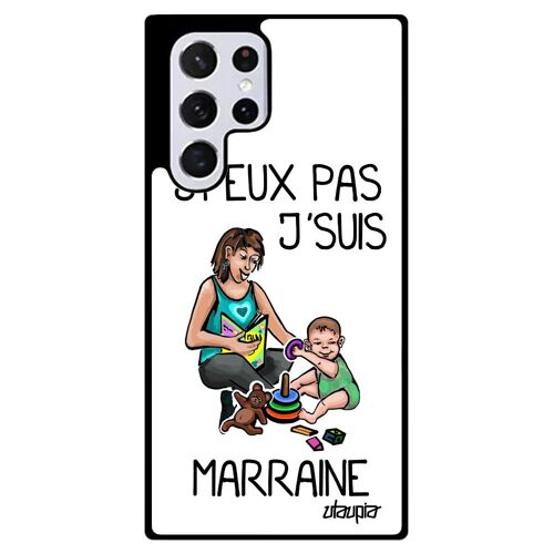 Coque S22 Ultra Silicone J'peux Pas J'suis Marraine Humour Housse Portable Drole Blanc Je Humoristique Texte Bebe De Samsung Galaxy