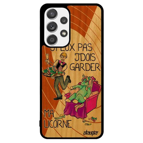 Coque Telephone Samsung A53 Bois Silicone J'peux Pas J'dois Garder Ma Licorne Cartoon Case Bd Animaux Je Design Poney De Galaxy