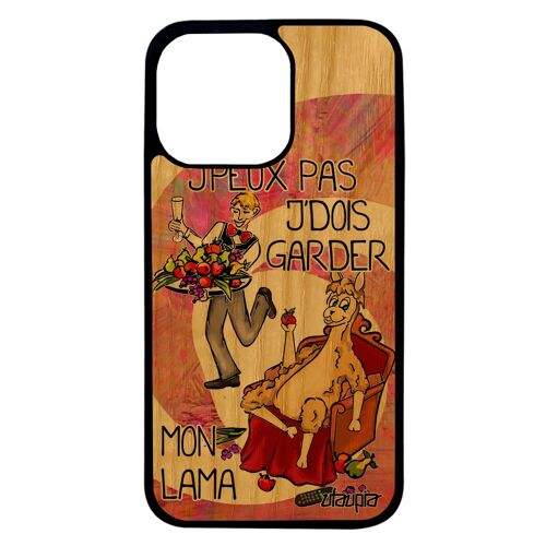 Coque En Bois Pour Iphone 13 Pro Silicone J'peux Pas J'dois Garder Mon Lama Je Texte Jpeux Cartoon Humoristique Portable Drole