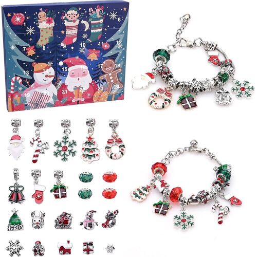Calendrier de l'Avent Bracelet à breloques - Cadeaux de compte à rebours pour les filles